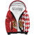 Monaco National Day Sherpa Hoodie Coat Of Arms Mix Red Carnation Pattern - Wonder Print Shop