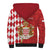 Monaco National Day Sherpa Hoodie Coat Of Arms Mix Red Carnation Pattern - Wonder Print Shop