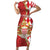 Monaco National Day Short Sleeve Bodycon Dress Coat Of Arms Mix Red Carnation Pattern - Wonder Print Shop