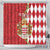 Monaco National Day Shower Curtain Coat Of Arms Mix Red Carnation Pattern