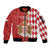 Monaco National Day Sleeve Zip Bomber Jacket Coat Of Arms Mix Red Carnation Pattern - Wonder Print Shop