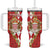 Monaco National Day Tumbler With Handle Coat Of Arms Mix Red Carnation Pattern - Wonder Print Shop