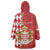 Monaco National Day Wearable Blanket Hoodie Coat Of Arms Mix Red Carnation Pattern - Wonder Print Shop