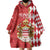 Monaco National Day Wearable Blanket Hoodie Coat Of Arms Mix Red Carnation Pattern - Wonder Print Shop