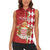 Monaco National Day Women Sleeveless Polo Shirt Coat Of Arms Mix Red Carnation Pattern - Wonder Print Shop