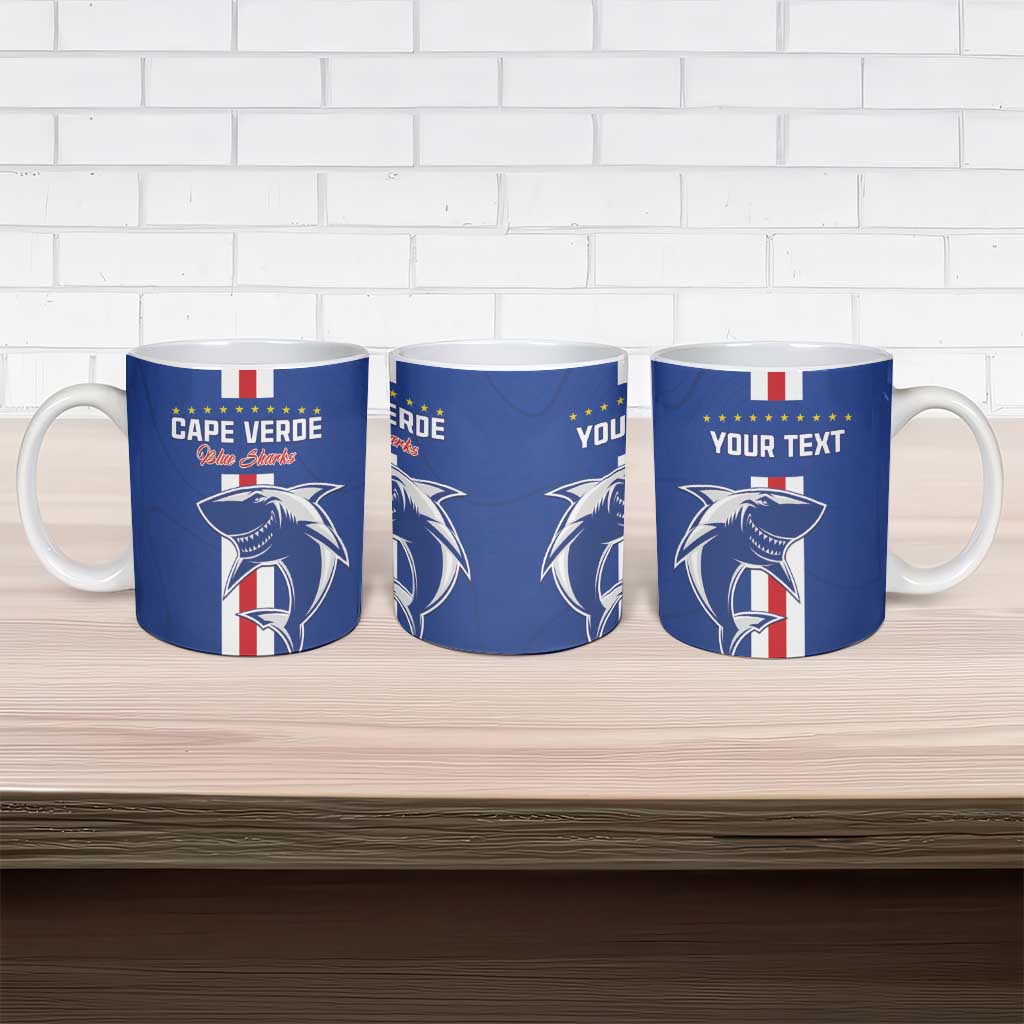 Custom Cape Verde Football Ceramic Mug Go Champions Blue Sharks - Wonder Print Shop