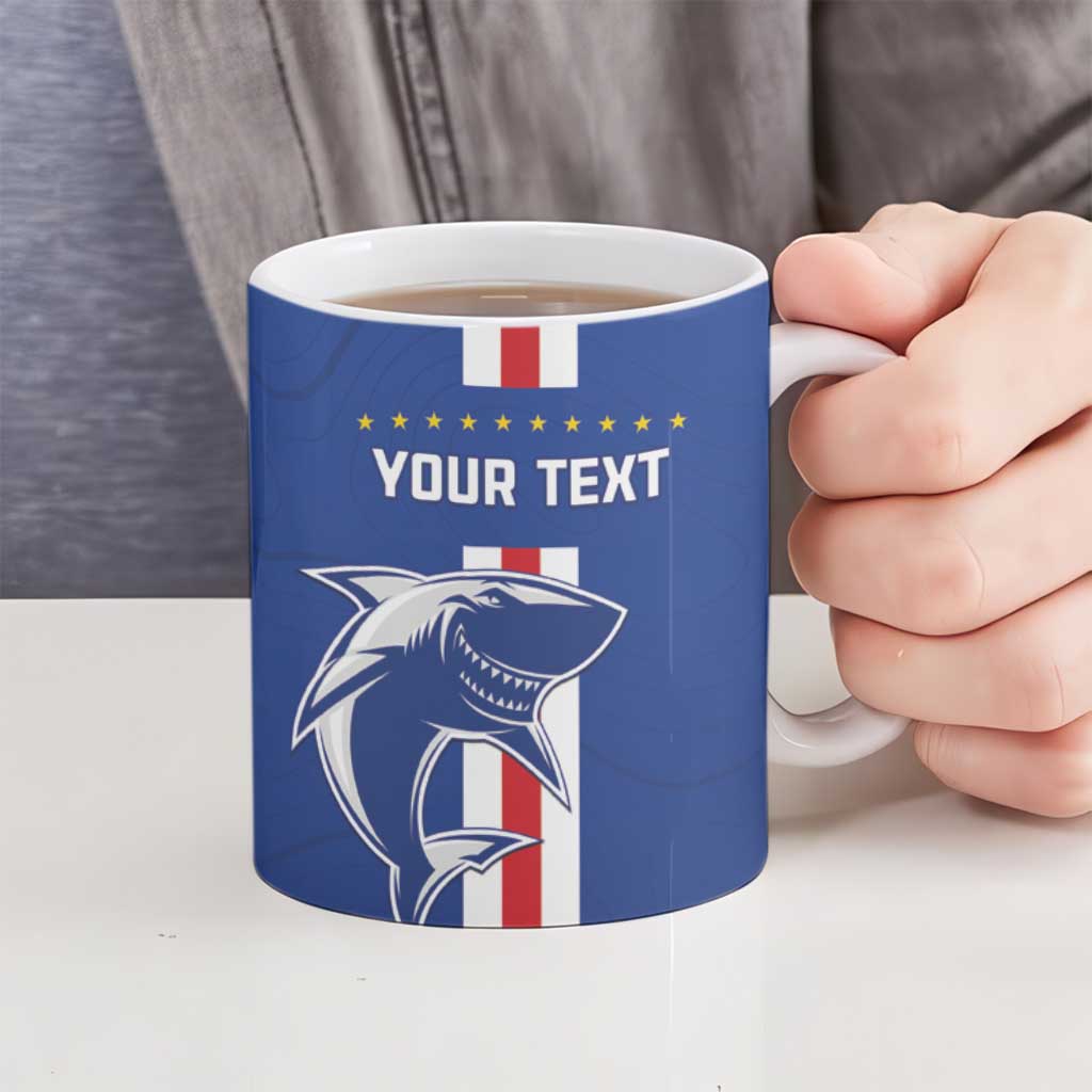 Custom Cape Verde Football Ceramic Mug Go Champions Blue Sharks - Wonder Print Shop