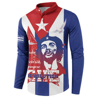 Button sweatshirt with red, white, and blue graphic, star and Che portrait