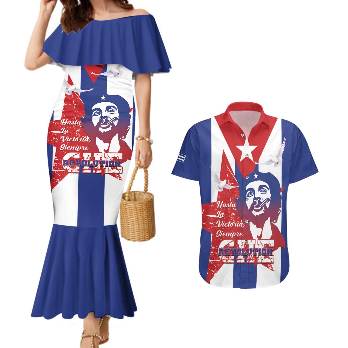 Cuba Liberation Day Couples Matching Mermaid Dress and Hawaiian Shirt Che Guevara Revolution - Wonder Print Shop