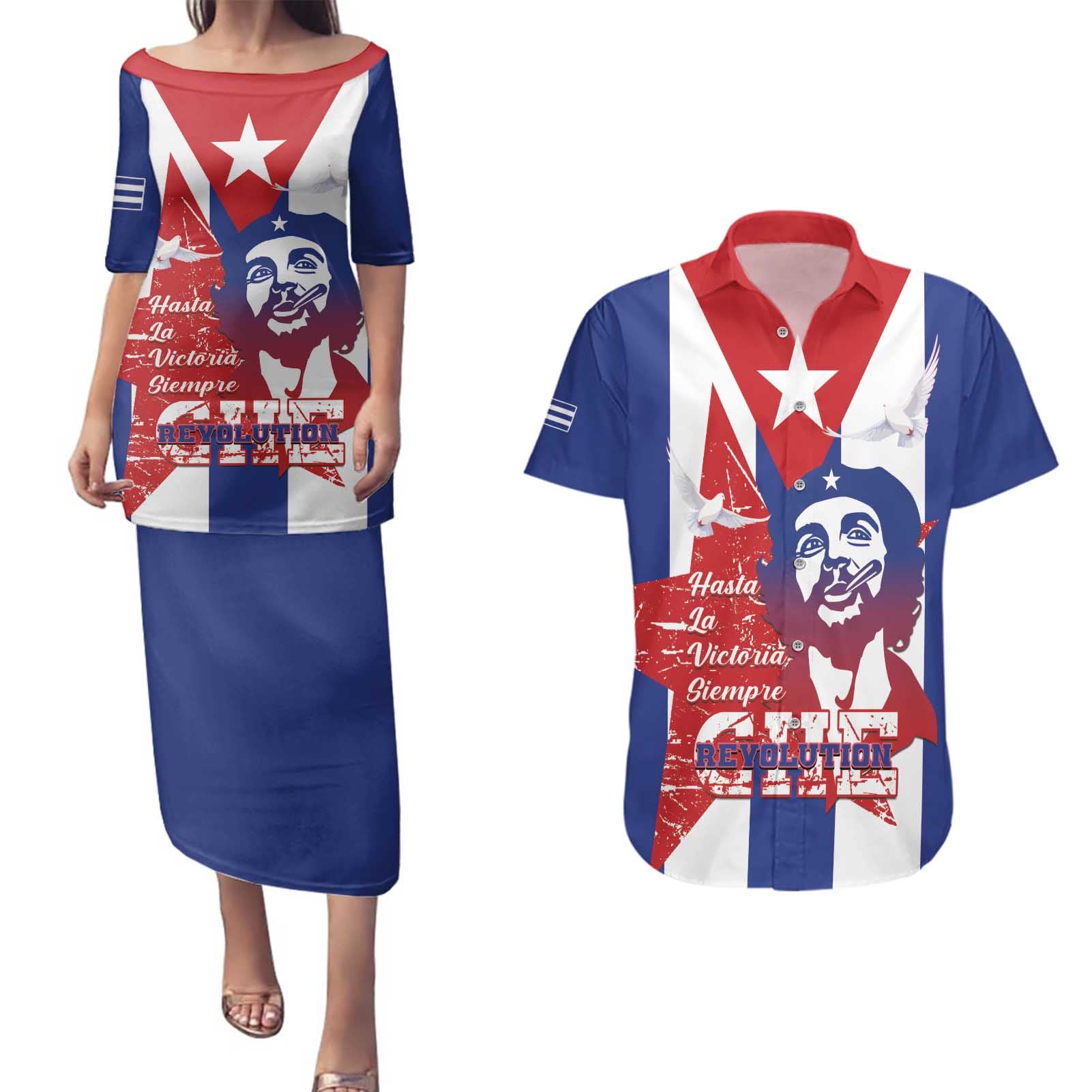 Cuba Liberation Day Couples Matching Puletasi and Hawaiian Shirt Che Guevara Revolution - Wonder Print Shop