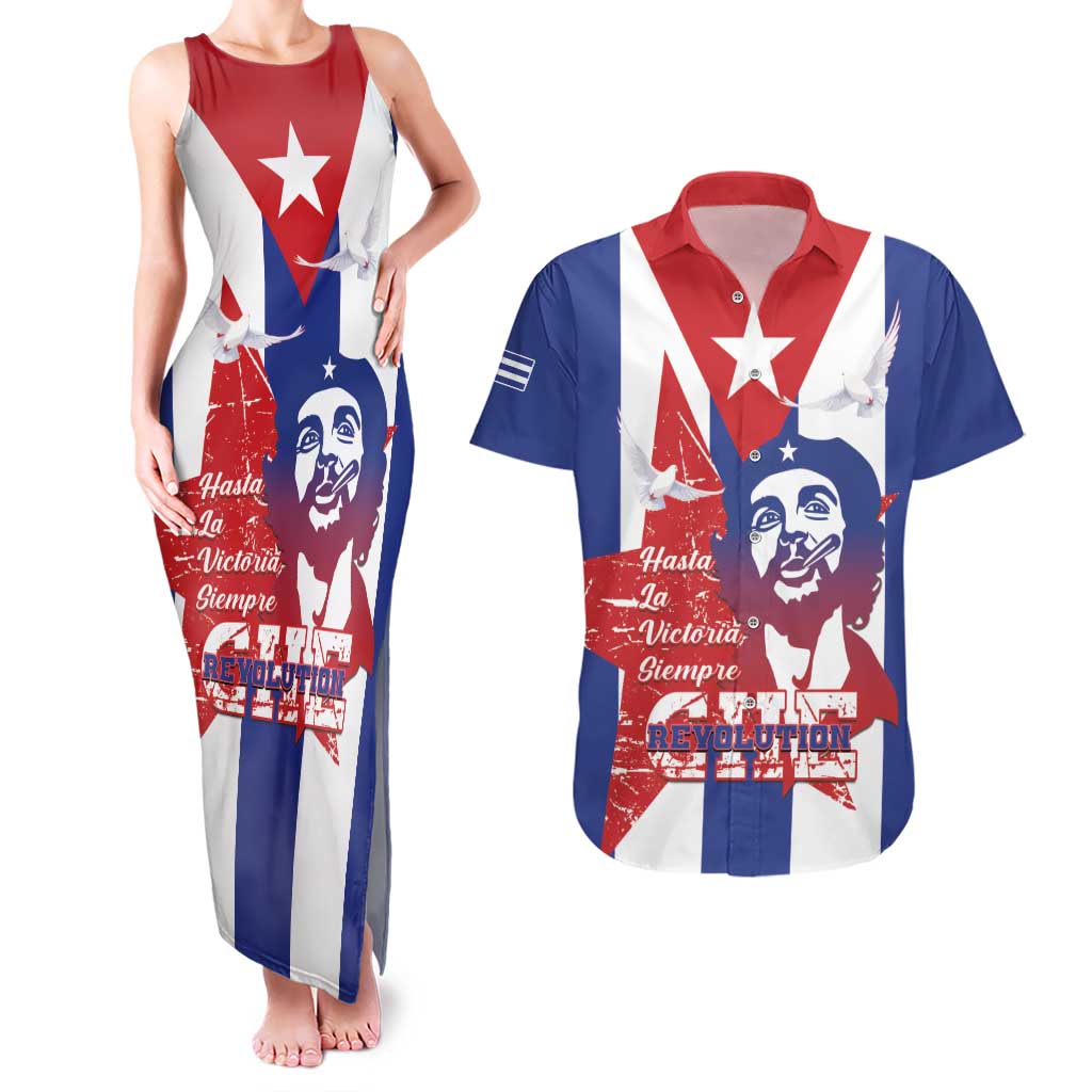 Cuba Liberation Day Couples Matching Tank Maxi Dress and Hawaiian Shirt Che Guevara Revolution - Wonder Print Shop