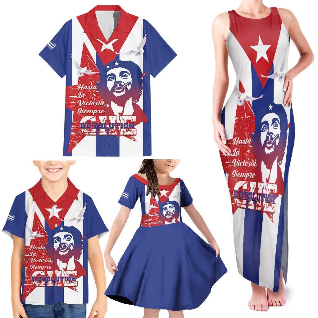 Cuba Liberation Day Family Matching Tank Maxi Dress and Hawaiian Shirt Che Guevara Revolution - Wonder Print Shop