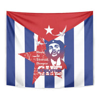 Cuba flag wall tapestry with red star and Che Guevara portrait in central design