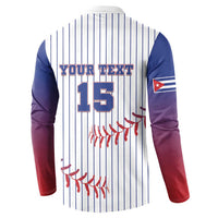 Back of white pinstripe hooded baseball button sweatshirt, “YOUR TEXT” and 15 graphic