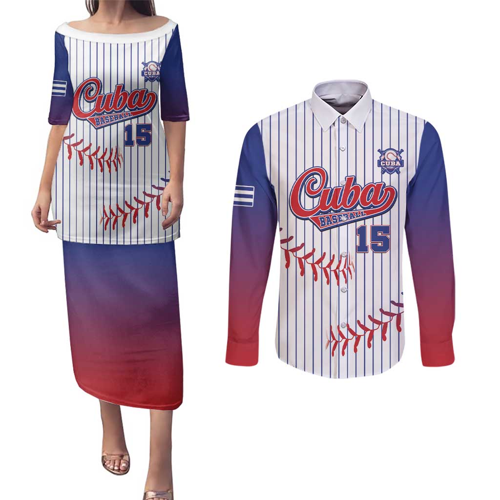 Custom Cuba Baseball Couples Matching Puletasi and Long Sleeve Button Shirt Sporty Style - Wonder Print Shop