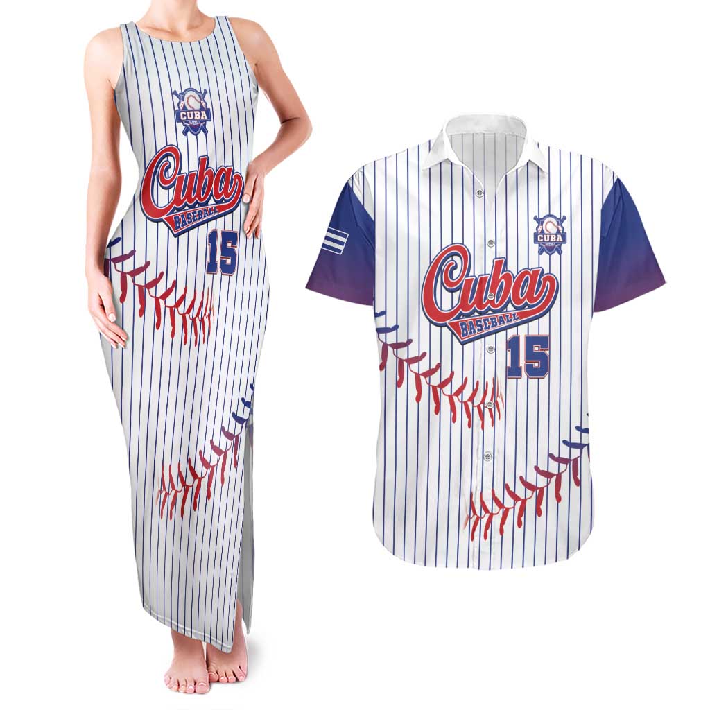 Custom Cuba Baseball Couples Matching Tank Maxi Dress and Hawaiian Shirt Sporty Style - Wonder Print Shop