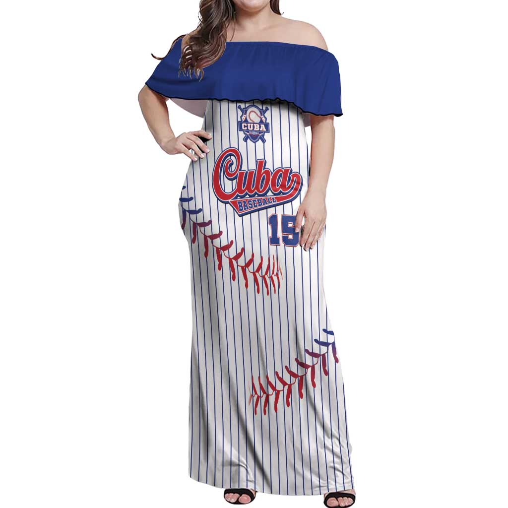 Custom Cuba Baseball Off Shoulder Maxi Dress Sporty Style - Wonder Print Shop