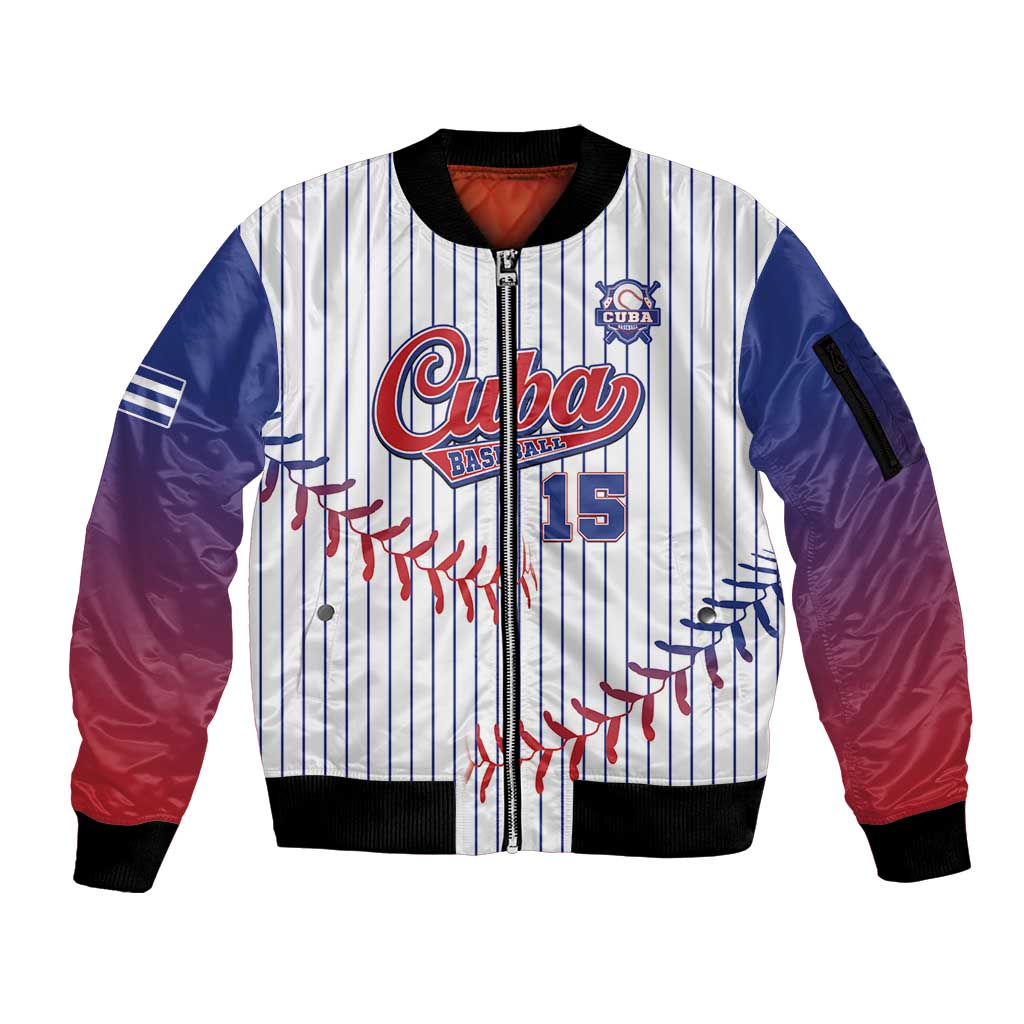 Custom Cuba Baseball Sleeve Zip Bomber Jacket Sporty Style - Wonder Print Shop