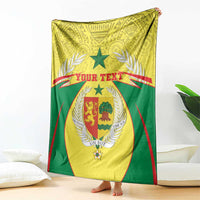 Personalised Senegal blanket coat of arms throw, yellow and green with red stripe trim