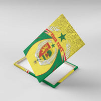 Angled Senegal coat of arms canvas wall art with laurel wreath and green star accents