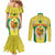 Personalised Senegal Couples Matching Mermaid Dress and Long Sleeve Button Shirt Coat Of Arms Mix African Pattern