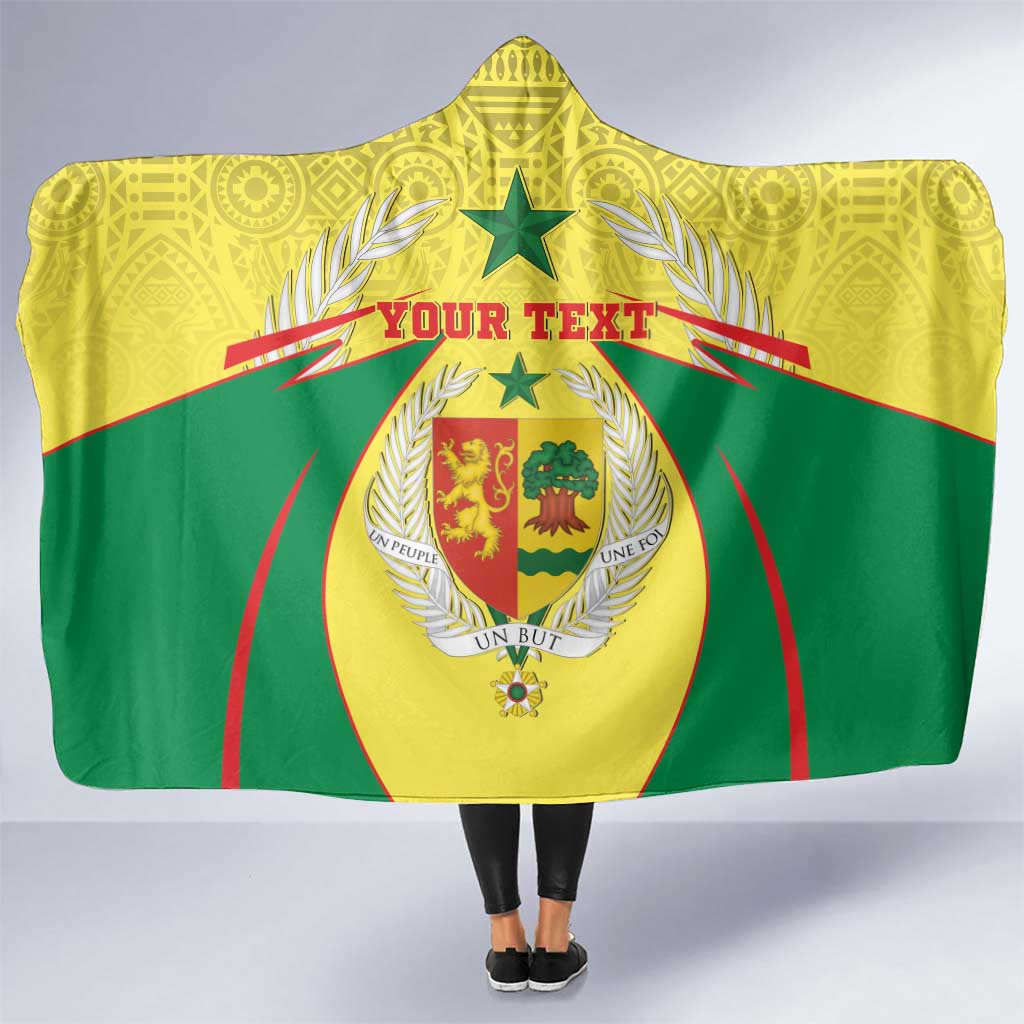 Personalised Senegal Hooded Blanket Coat Of Arms Mix African Pattern