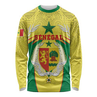 Unisex long-sleeve shirt, yellow-green coat of arms graphic with Senegal text