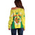 Personalised Senegal Off Shoulder Sweater Coat Of Arms Mix African Pattern - Wonder Print Shop