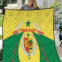 Yellow and green Senegal quilt blanket with coat of arms and custom text
