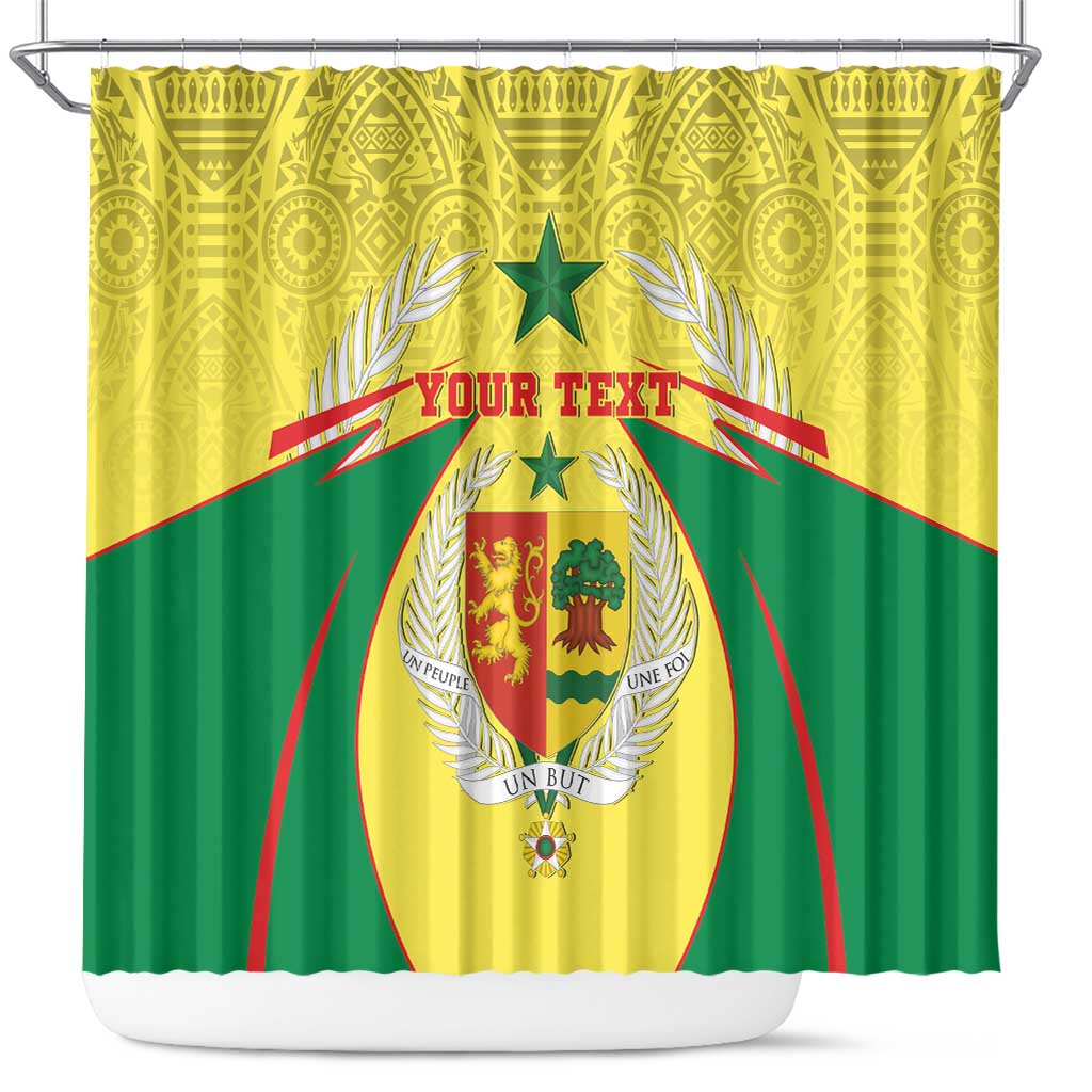 Personalised Senegal Shower Curtain Coat Of Arms Mix African Pattern