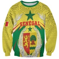 Unisex yellow sweatshirt with Senegal crest, star, laurel and green-red graphic front