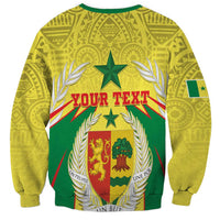 Unisex yellow sweatshirt with custom text, star, laurel and Senegal shield graphic