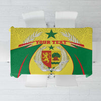 Personalized Senegal tablecloth in green, yellow, and red with coat of arms emblem