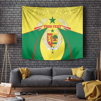 Personalised Senegal tapestry coat of arms wall banner with green and yellow geometric pattern