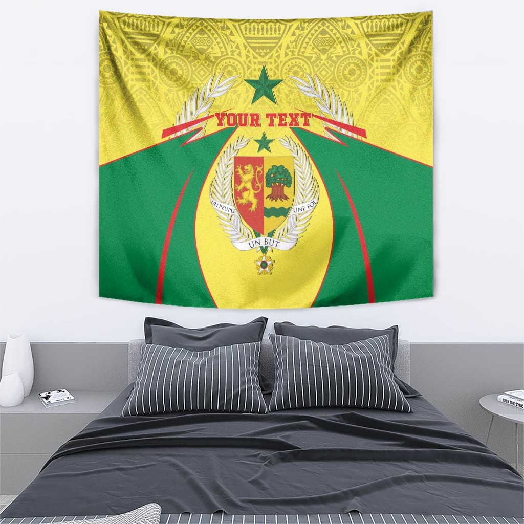 Senegal coat of arms tapestry wall hanging with green-and-yellow flag design and arch motif