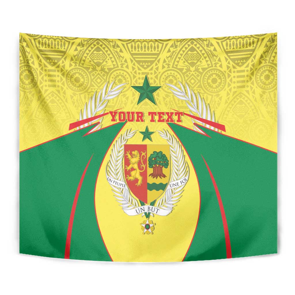 Close-up of Senegal coat of arms tapestry wall banner with central crest, green banner and star