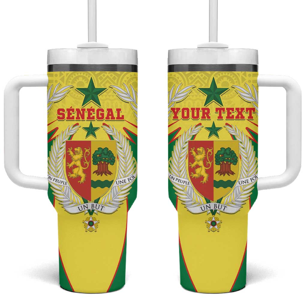 Personalised Senegal Tumbler With Handle Coat Of Arms Mix African Pattern - Wonder Print Shop