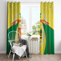 Yellow and green coat-of-arms window curtain set with shield crest and star