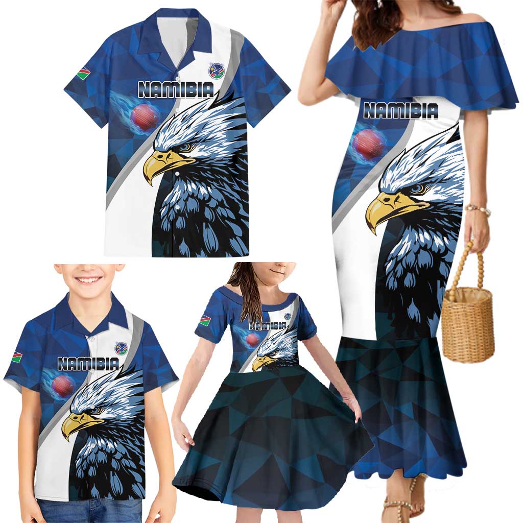 Custom Namibia Cricket Family Matching Mermaid Dress and Hawaiian Shirt Go Champions