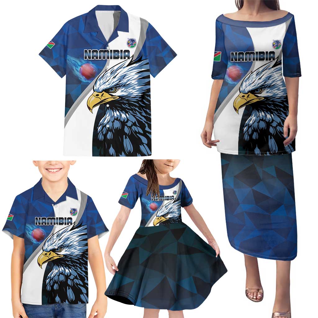 Custom Namibia Cricket Family Matching Puletasi and Hawaiian Shirt Go Champions