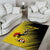 Custom Uganda Football Area Rug Black Crowned Crane Mix Grunge Style - Yellow Color