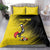 Custom Uganda Football Bedding Set Black Crowned Crane Mix Grunge Style - Yellow Color