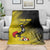 Custom Uganda Football Blanket Black Crowned Crane Mix Grunge Style - Yellow Color