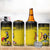 Custom Uganda Football 4 in 1 Can Cooler Tumbler Black Crowned Crane Mix Grunge Style - Yellow Color