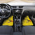 Custom Uganda Football Car Mats Black Crowned Crane Mix Grunge Style - Yellow Color