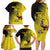 Custom Uganda Football Family Matching Long Sleeve Bodycon Dress and Hawaiian Shirt Black Crowned Crane Mix Grunge Style - Yellow Color