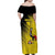 Custom Uganda Football Family Matching Off Shoulder Maxi Dress and Hawaiian Shirt Black Crowned Crane Mix Grunge Style - Yellow Color