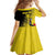 Custom Uganda Football Family Matching Off Shoulder Short Dress and Hawaiian Shirt Black Crowned Crane Mix Grunge Style - Yellow Color