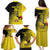 Custom Uganda Football Family Matching Puletasi and Hawaiian Shirt Black Crowned Crane Mix Grunge Style - Yellow Color