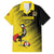 Custom Uganda Football Family Matching Puletasi and Hawaiian Shirt Black Crowned Crane Mix Grunge Style - Yellow Color